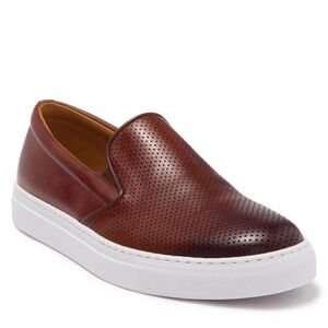 Men’s Magnanni Rino Cognac Perforated Leather Slip-On Sneakers | $400 Retail